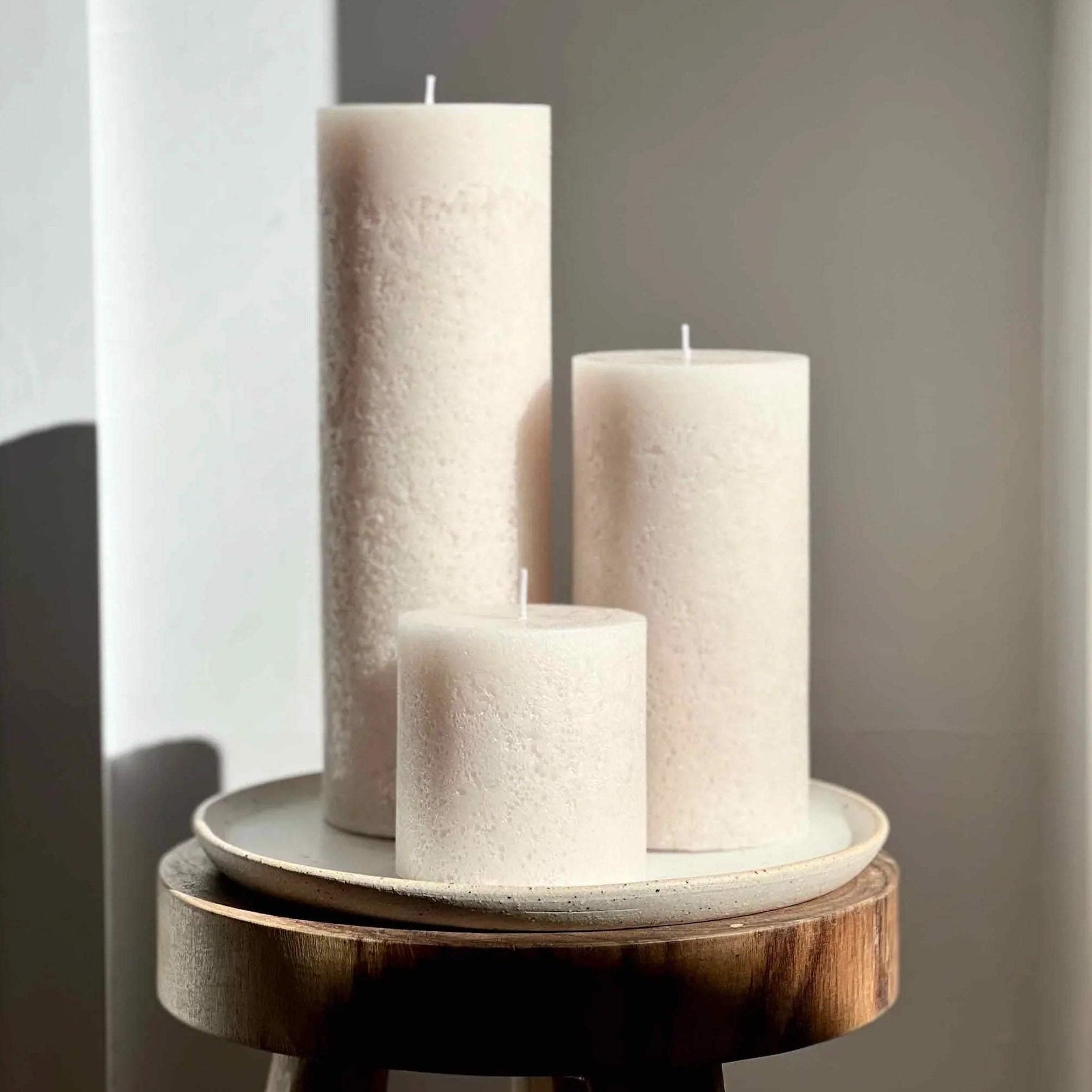 Textured Pillar Candles - Sandstone