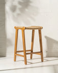 Teak Counter stool Barstool with woven rope