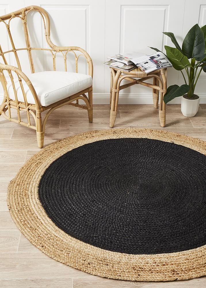 J+J Dinga Jute + Black Flatwoven Rug