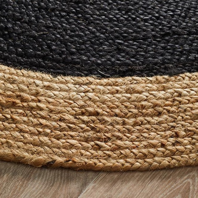 J+J Dinga Jute + Black Flatwoven Rug