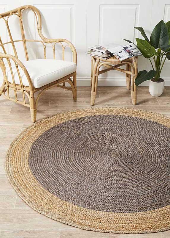 J+J Dinga Jute + Charcoal Flatwoven Rug