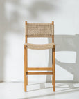 Wooden barstool counterstool with woven backrest and seat