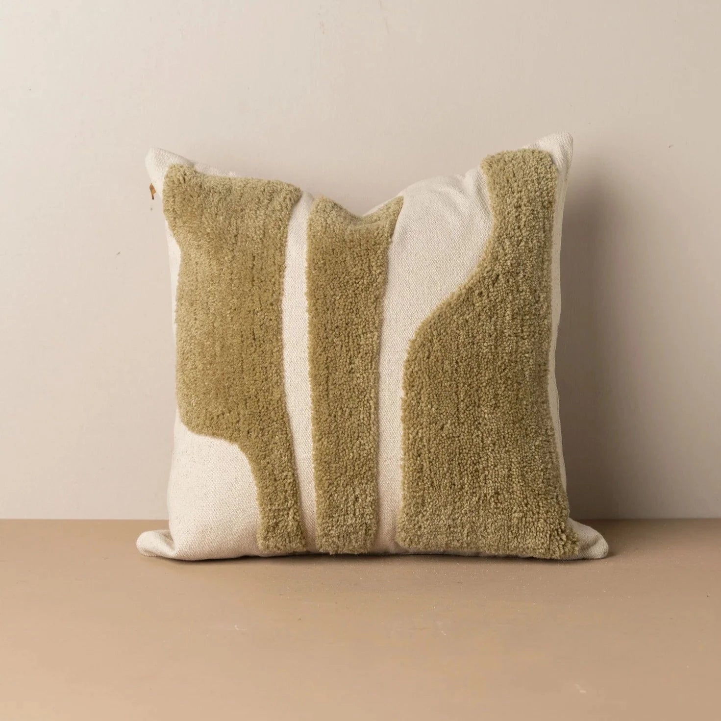 Abstract Square Cushion - Olive