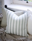 Eadie Santi Linen Cushion - Pistachio/White