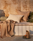 Ava Toffee Stripe Pure Linen Cushion