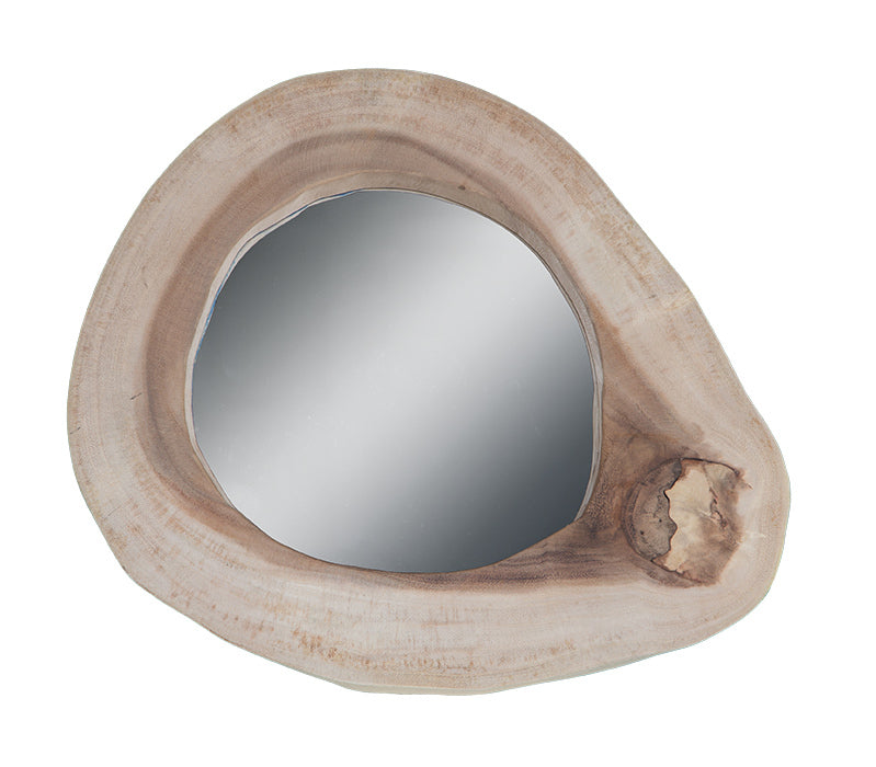 Round Freeform Timber Mirror