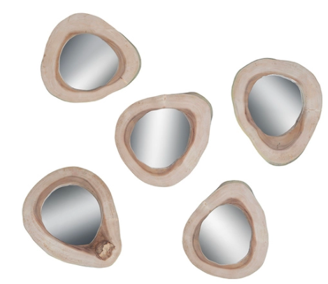 Round Freeform Timber Mirror