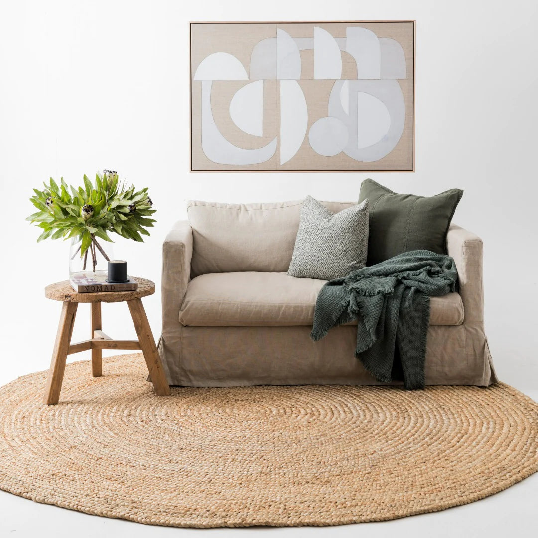 Zebra Natural Braided Jute Round Rug