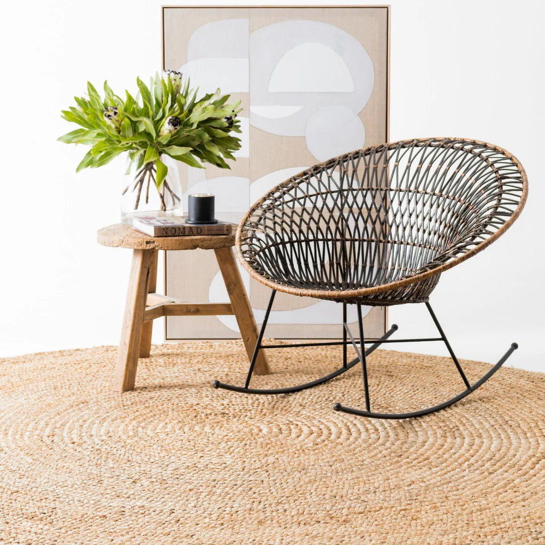 Zebra Natural Braided Jute Round Rug