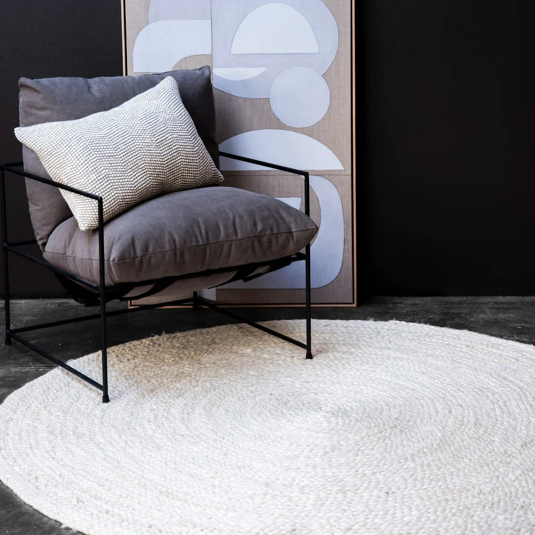 Zebra Vincent White Wash Round Rug