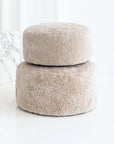Curly Round Ottoman - Oatmeal