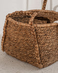 Water Hyacinth Rounded Square Basket Plaited Handles