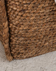 Water Hyacinth Rounded Square Basket Plaited Handles