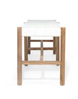 Saba White Woven Bench