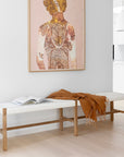 Saba White Woven Bench