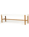 Saba White Woven Bench