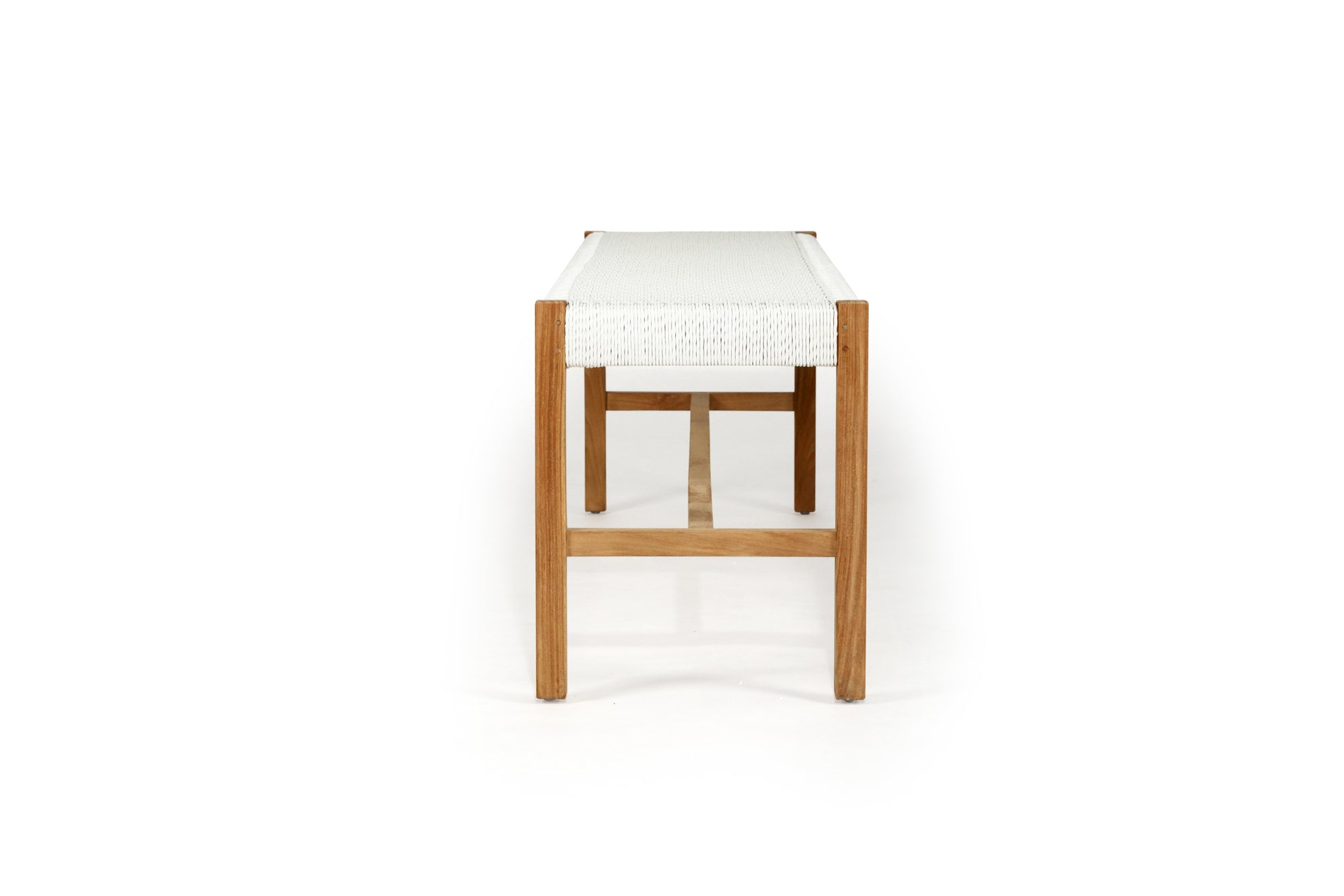 Saba White Woven Bench