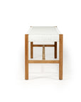 Saba White Woven Bench