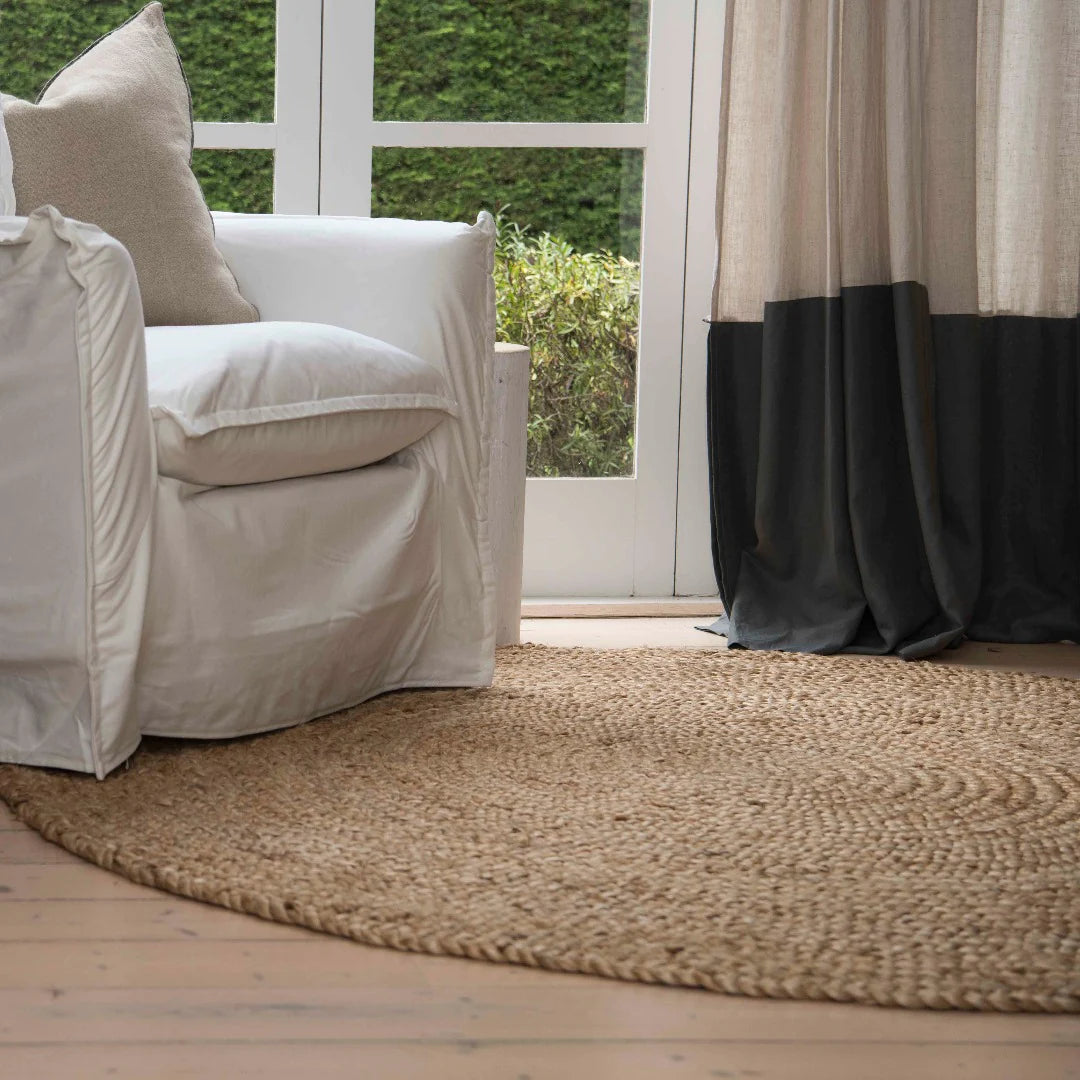 Zebra Natural Braided Jute Round Rug