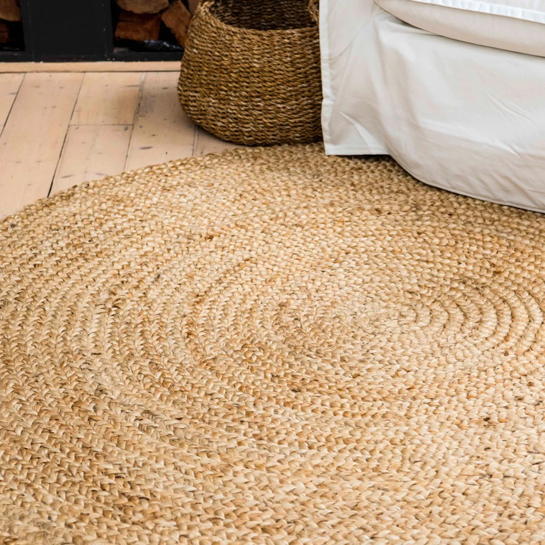 Zebra Natural Braided Jute Round Rug