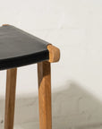 Avel Black Leather Barstool