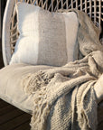 Eadie Coco Linen Cushion - White/Natural