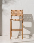 Luka Leather & Teak Barstool Natural