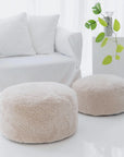 Curly Round Ottoman - Oatmeal