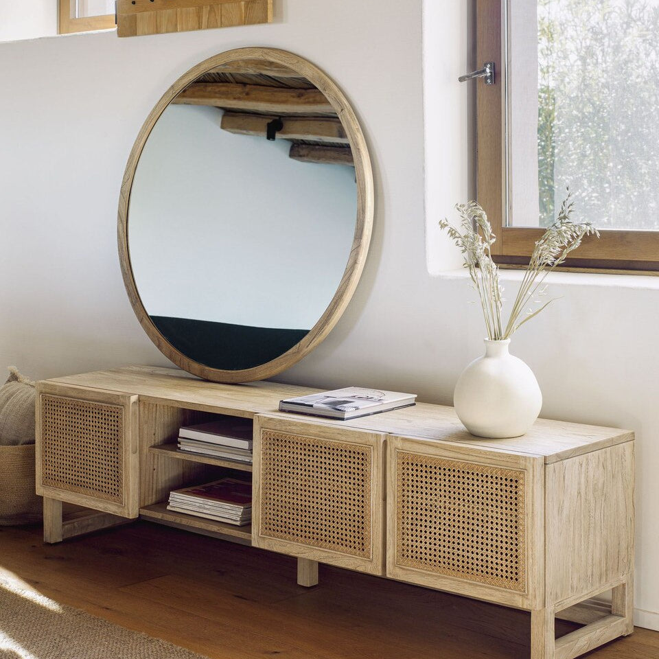Retreat Round Timber Mirror