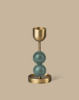 Beaded Fountain Brass Candle Holder - Eucalyptus