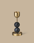 Beaded Fountain Brass Candle Holder - Charcoal