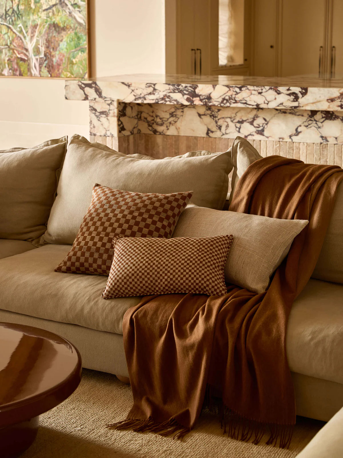 Camille Caramel/Latte Grand Throw