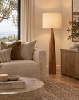 Samson Wood Floor Lamp with Linen Shade