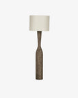 Flask Wood Floor Lamp Saddle Base with Linen Shade