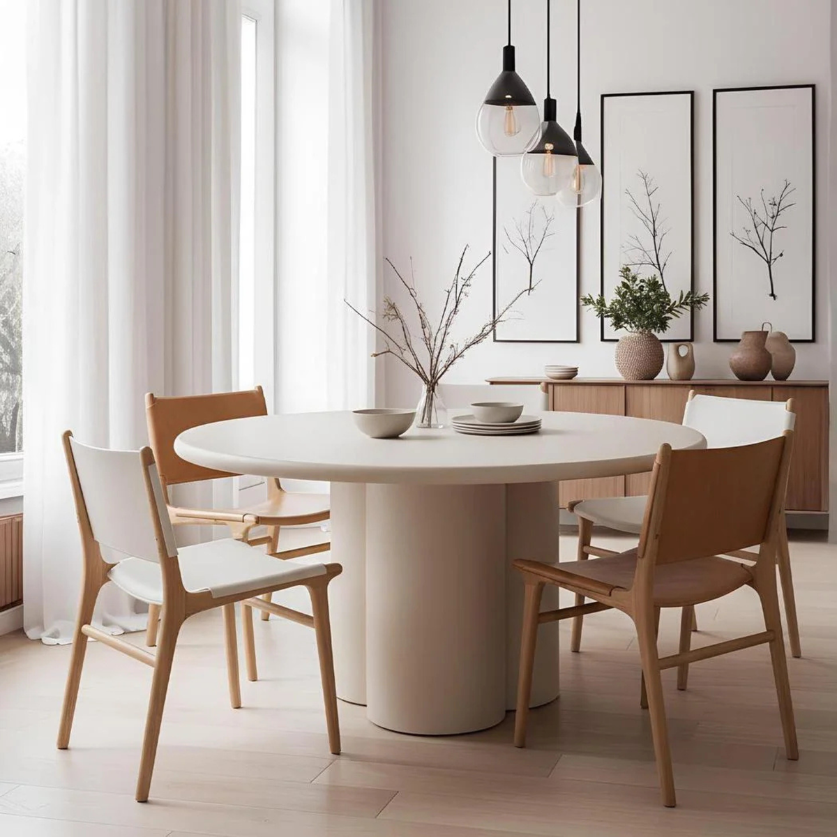 Kempsey Leather Backed Dining Chair - White