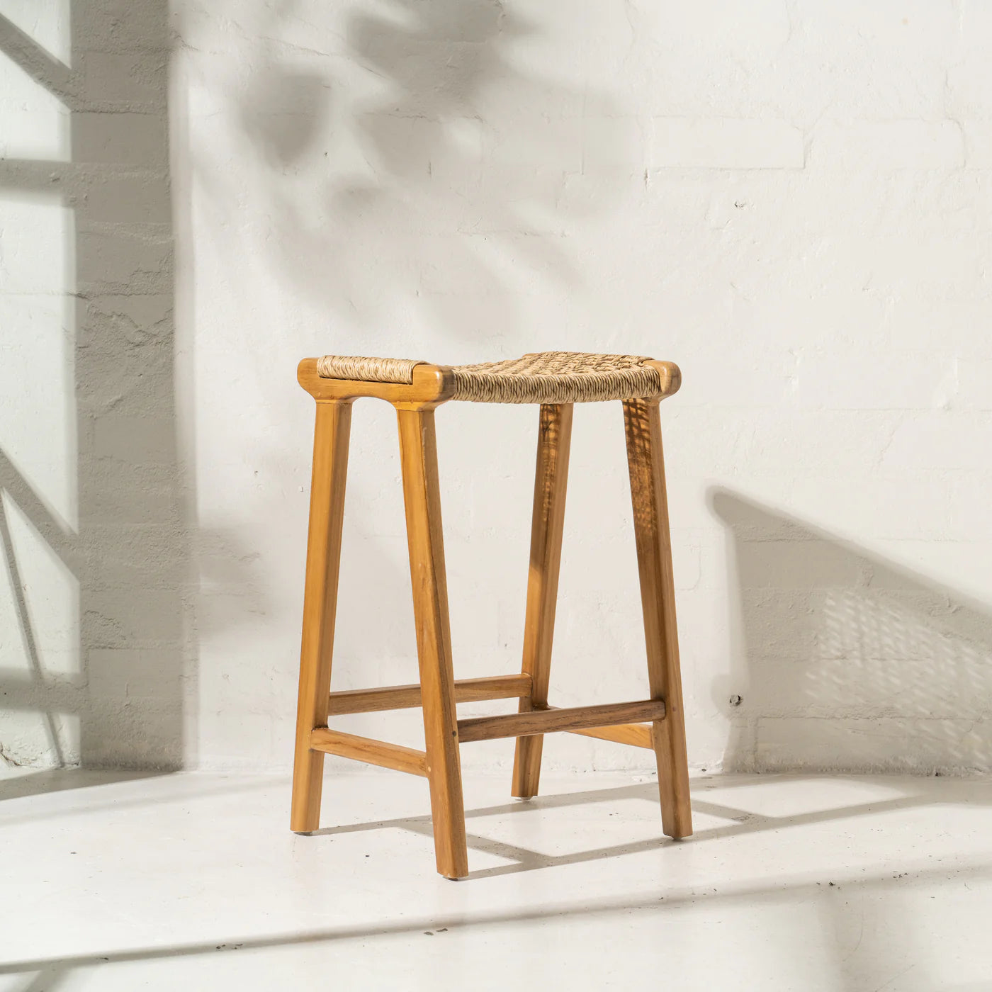 Teak Counter stool Barstool with woven rope