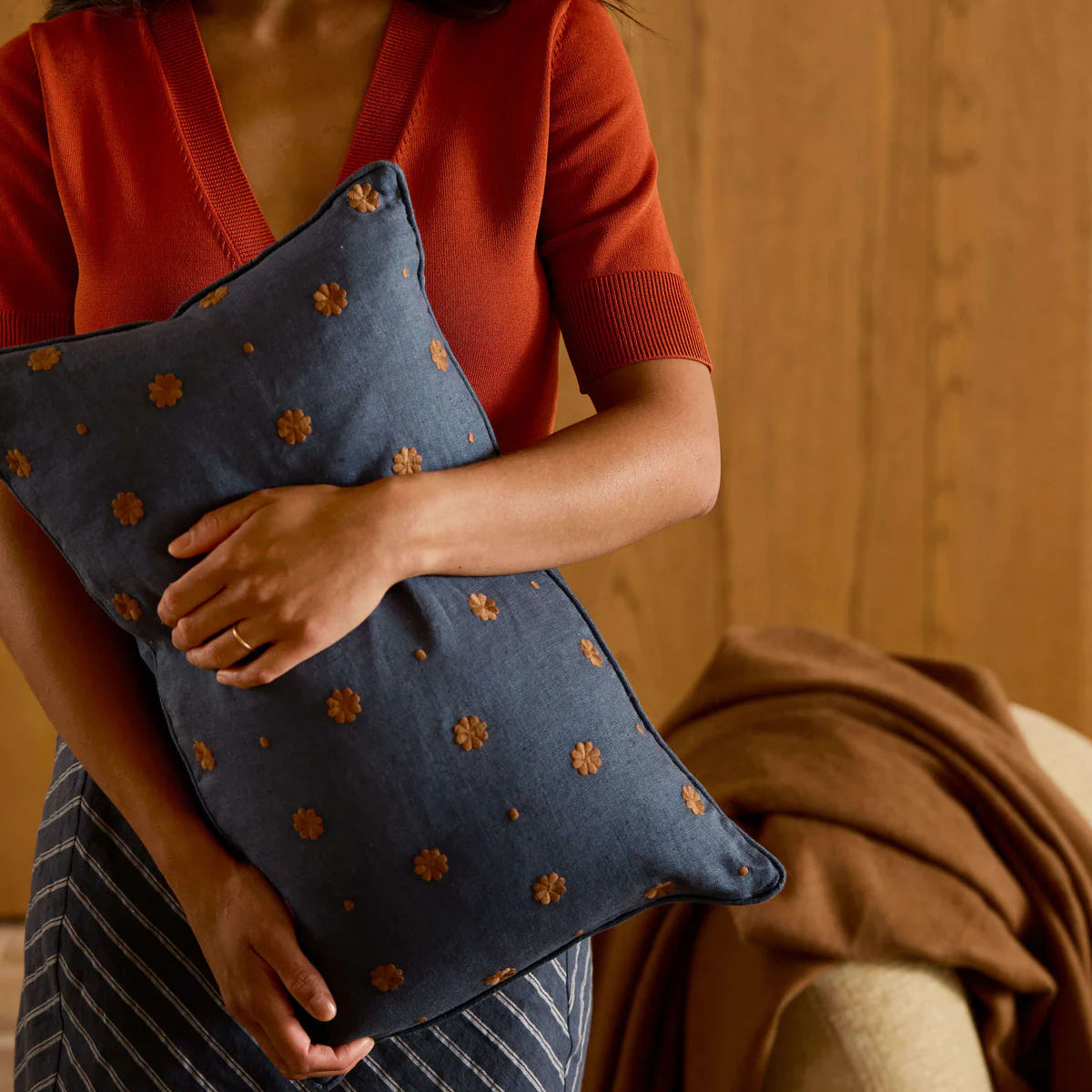 Bonita Indigo Pure Linen Cushion