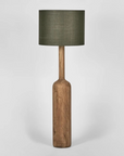 Flask Wood Floor Lamp Saddle Base with Linen Shade