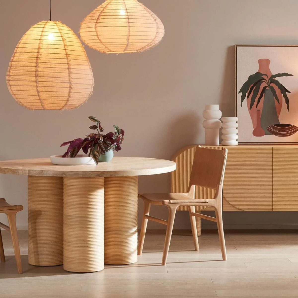 Kempsey Leather Backed Dining Chair - Toffee