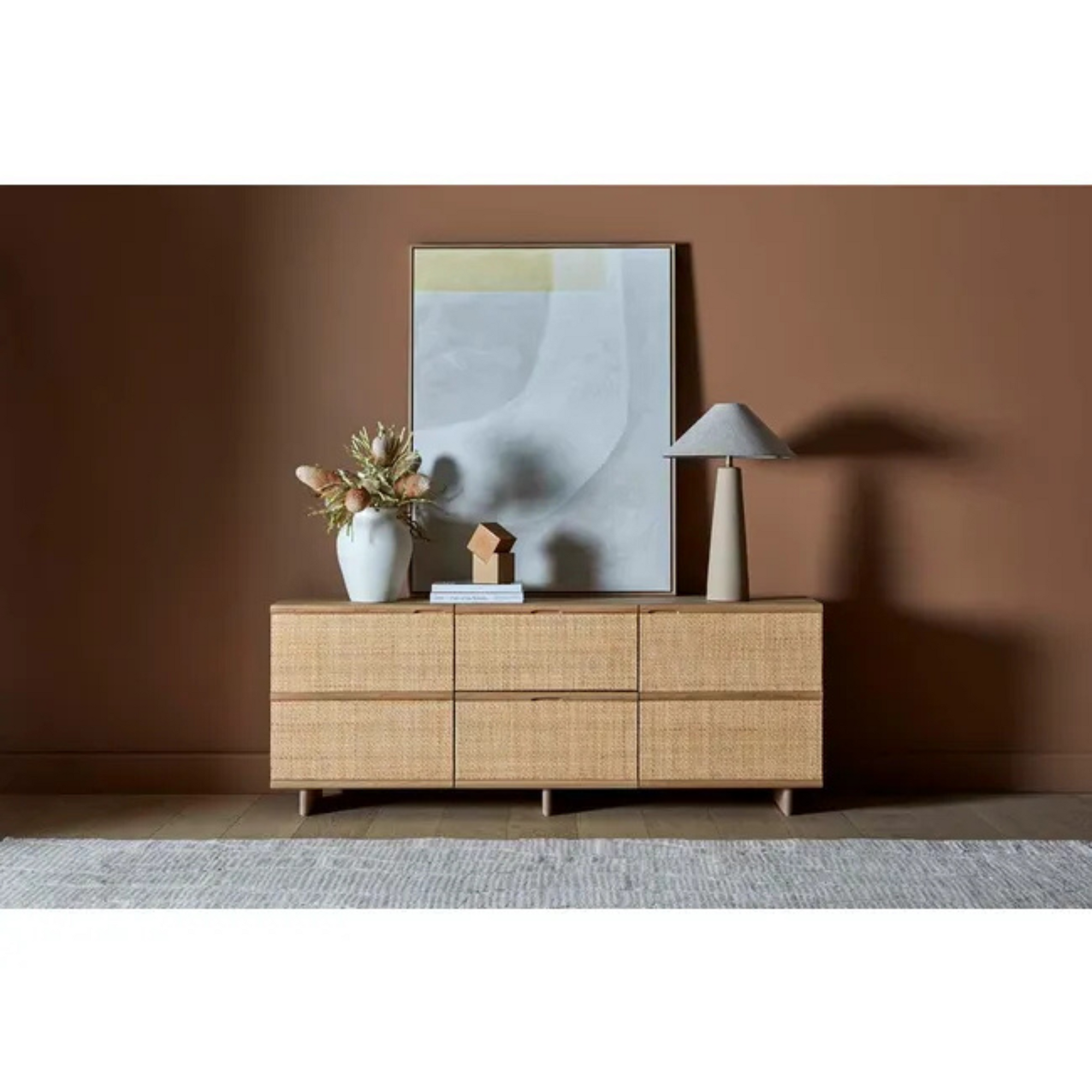 Globe West Lorne Canopy Table Lamp - Matt Sand/ Oatmeal