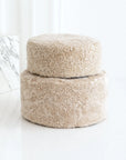 Curly Sheepskin Round Ottoman