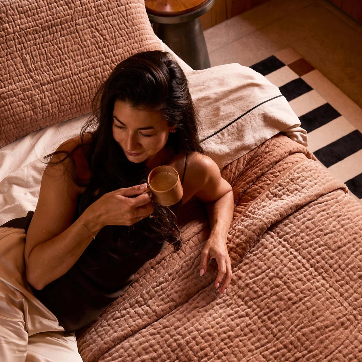 Cino Caramel Cotton Velvet Quilt