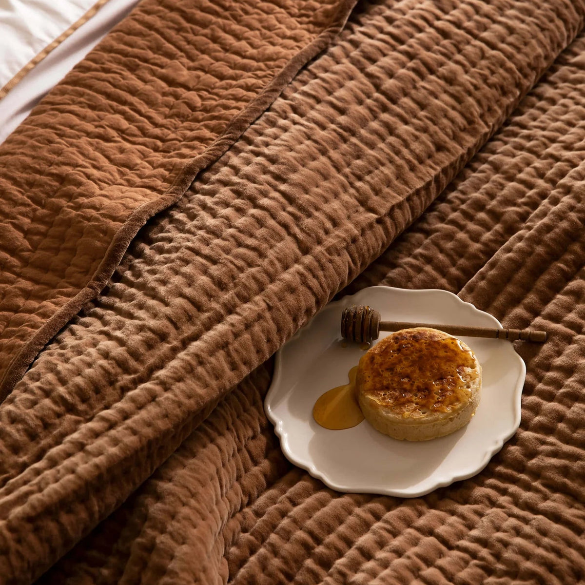 Cino Caramel Cotton Velvet Quilt