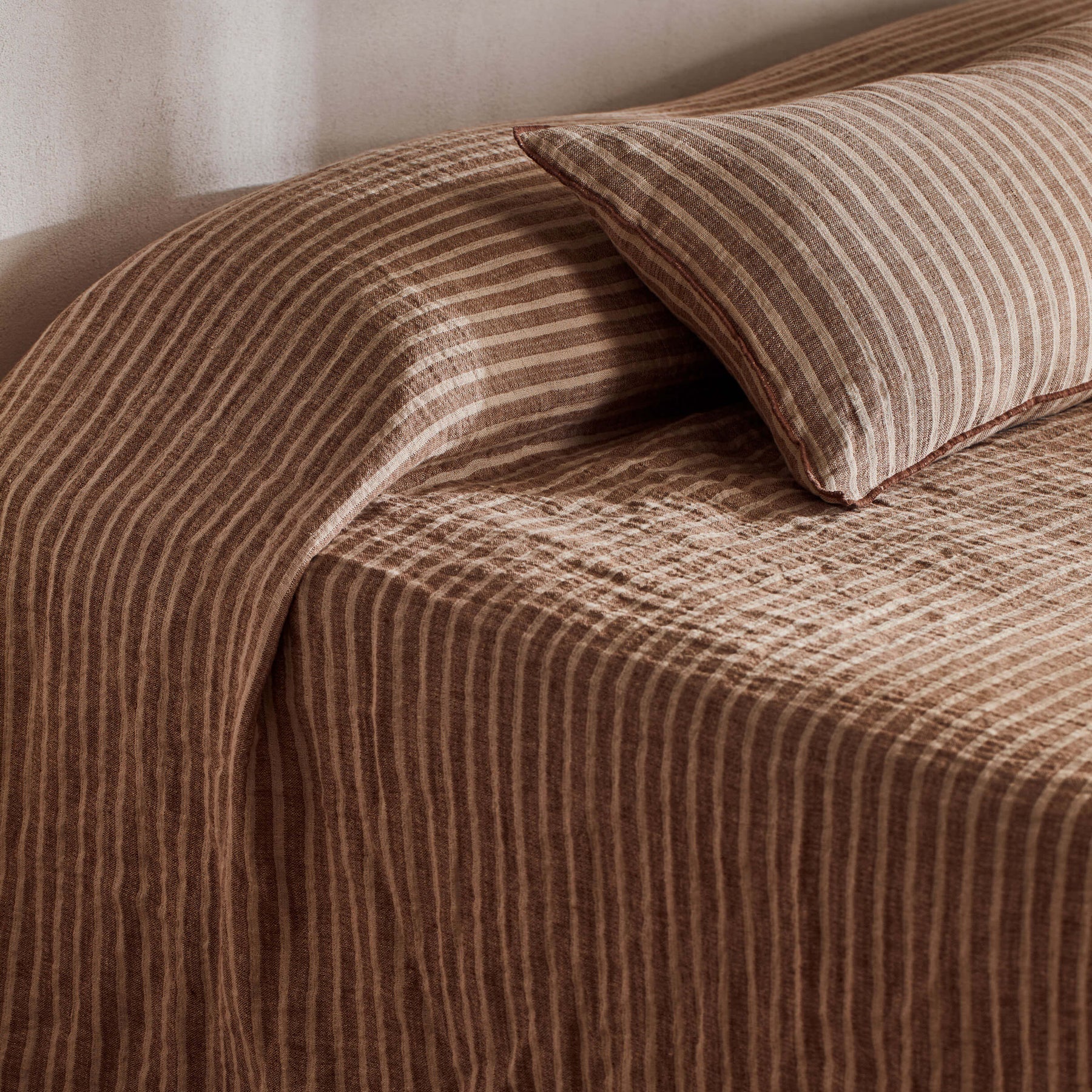 Ava Toffee Stripe Pure Linen Cushion