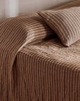 Ava Toffee Stripe Pure Linen Cushion