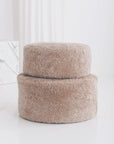 Curly Sheepskin Round Ottoman