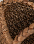 Water Hyacinth Rounded Square Basket Plaited Handles