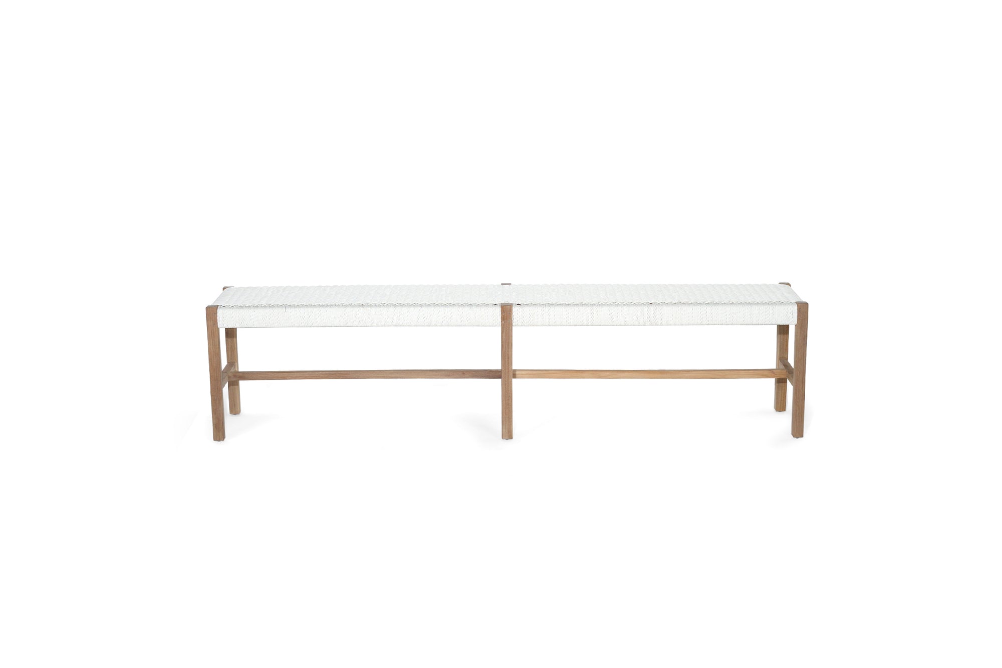 Saba White Woven Bench