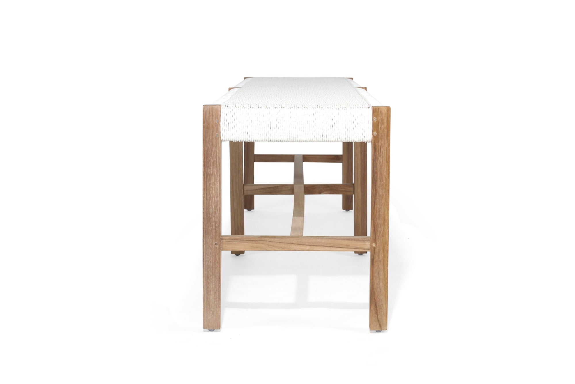 Saba White Woven Bench