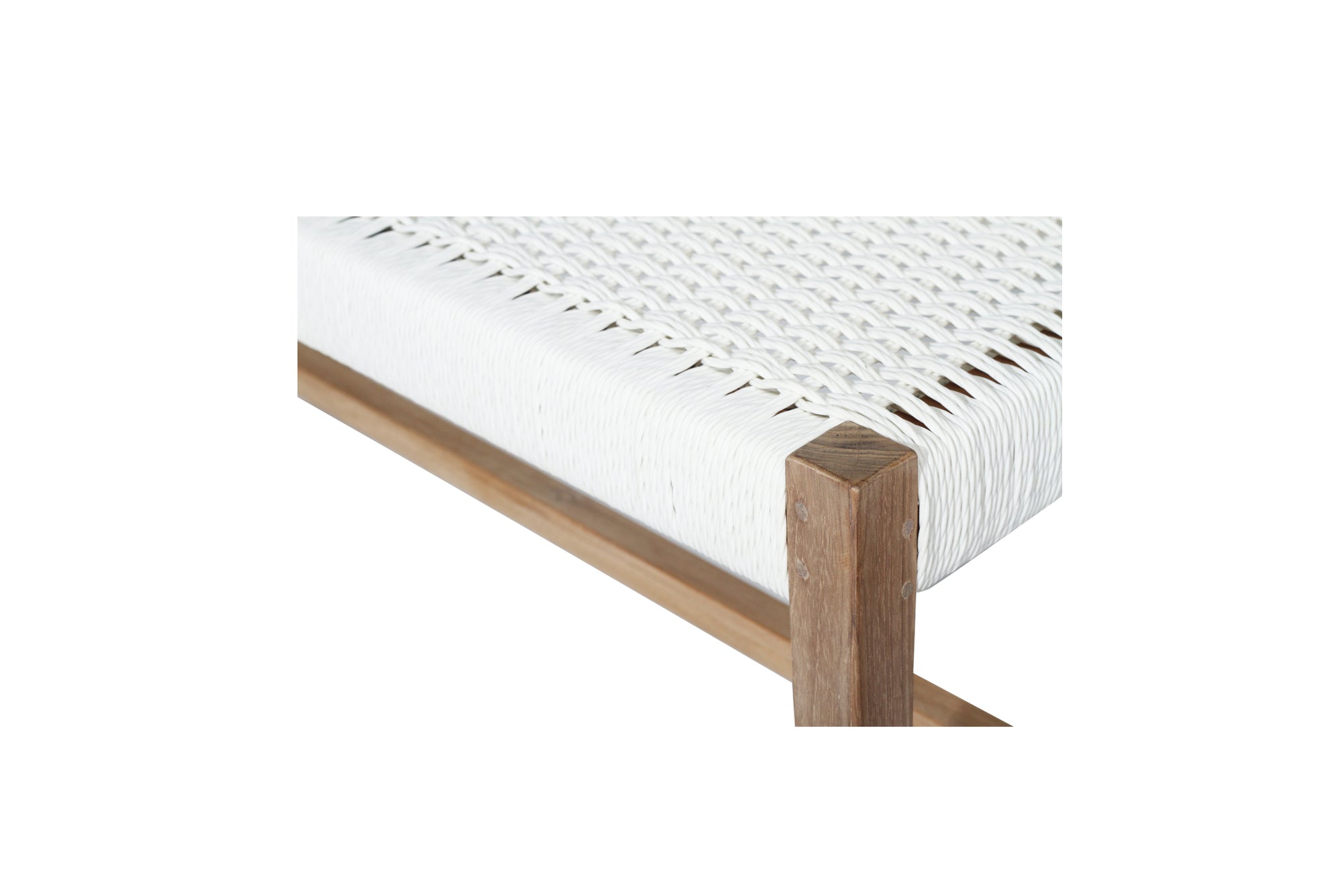 Saba White Woven Bench